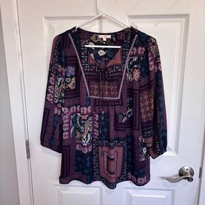 Skies Are Blue Multicolor Bohemian Top XL